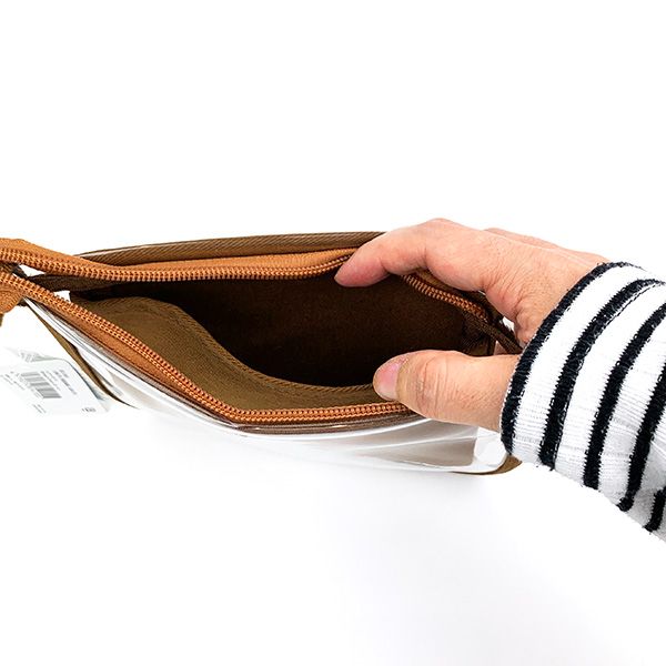 スヌーピー レイヤーポーチ Keep In Touch ブラウン クリア 小物入れ