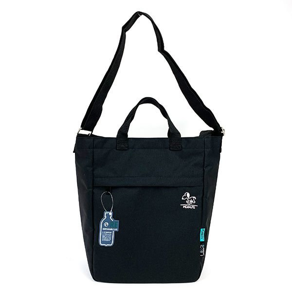 スヌーピー RE-PET 2WAYショルダートート ブラック バッグ デイバッグ 学校 オフィス