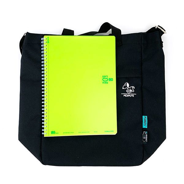 スヌーピー RE-PET 2WAYショルダートート ブラック バッグ デイバッグ 学校 オフィス