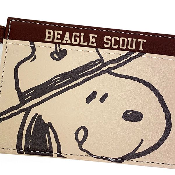 スヌーピー シングルパスケース フェイスアップ ビーグル・スカウト ブラウン