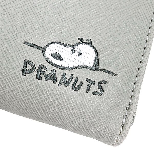 スヌーピー パス付きコインケース デスク刺繍 PEANUT コンパクトウォレット グレー  マリモクラフト