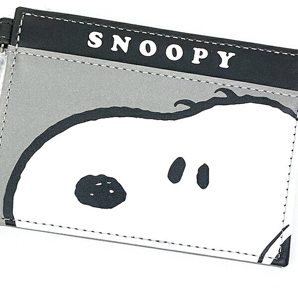 スヌーピー シングルパスケース フェイスアップ ブラック SNOOPY