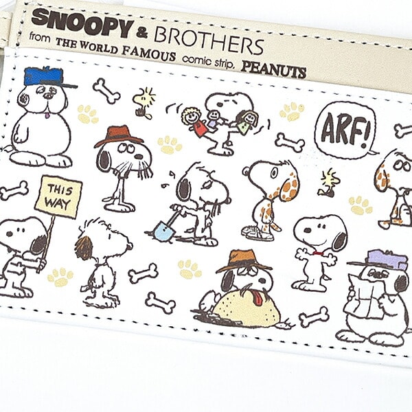 スヌーピー シングルパスケース ブラザーズチラシ ベージュ SNOOPY