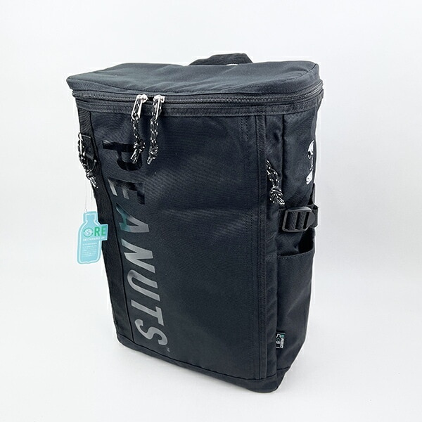 SNOOPY スヌーピー RE-PET ボックスリュック ブラック ロゴ 旅行 修学旅行 スクール バッグ