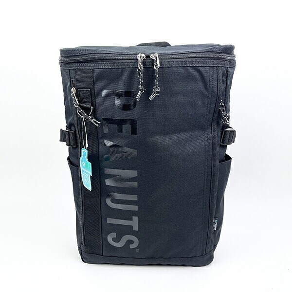 SNOOPY スヌーピー RE-PET ボックスリュック ブラック ロゴ 旅行 修学旅行 スクール バッグ