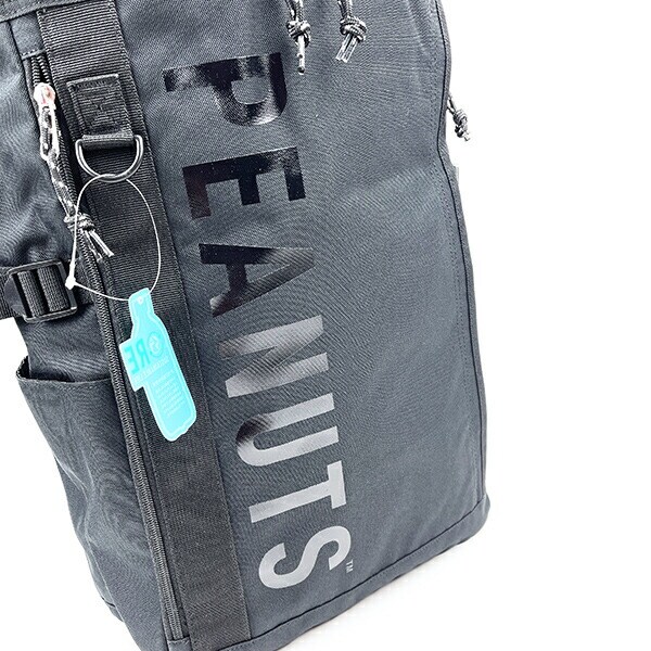 SNOOPY スヌーピー RE-PET ボックスリュック ブラック ロゴ 旅行 修学旅行 スクール バッグ