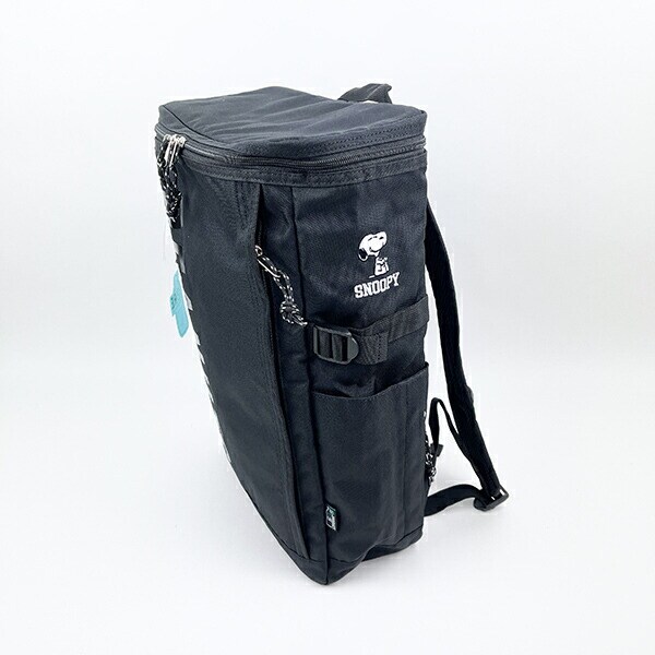 SNOOPY スヌーピー RE-PET ボックスリュック ブラック ロゴ 旅行 修学旅行 スクール バッグ