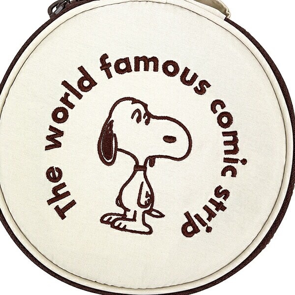 スヌーピー SNOOPY サークルポーチ ベージュ 小物入れ コインケース 化粧品入れ 旅行