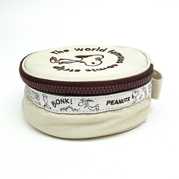 スヌーピー SNOOPY サークルポーチ ベージュ 小物入れ コインケース 化粧品入れ 旅行