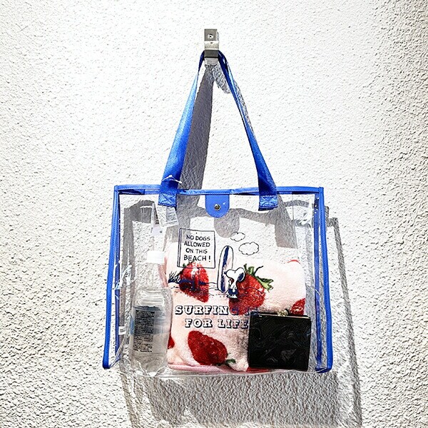 SNOOPY スヌーピー クリアトート L ブルー サーフスヌーピー バッグ デイユーズ アウトドア プール ヨガ サウナ