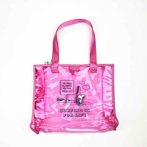 SNOOPY スヌーピー クリアトート L ピンク サーフスヌーピー バッグ デイユーズ アウトドア プール ヨガ サウナ