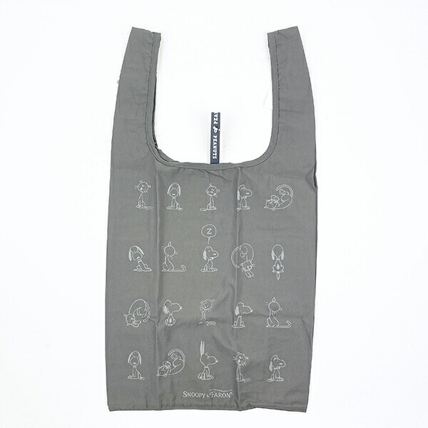SNOOPY スヌーピー RE-PET マルシェバッグ グレー エコバッグ 折りたたみバッグ お買い物