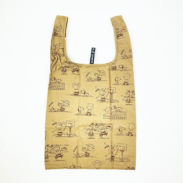 スヌーピー RE-PET マルシェバッグ エコバッグ かばん ブラウン SNOOPY