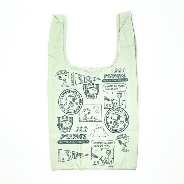 SNOOPY スヌーピー RE-PET マルシェバッグ グリーン エコバッグ 折りたたみバッグ お買い物