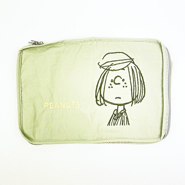 スヌーピー 収納ポーチ M トラベル 旅行 グリーン PEANUTS SNOOPY