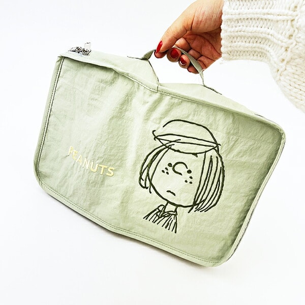 スヌーピー 収納ポーチ M トラベル 旅行 グリーン PEANUTS SNOOPY