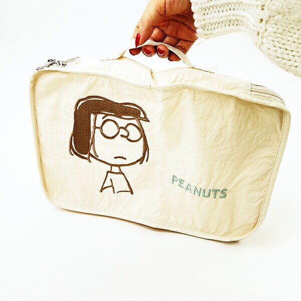 スヌーピー 収納ポーチ M トラベル 旅行 オフホワイト PEANUTS SNOOPY