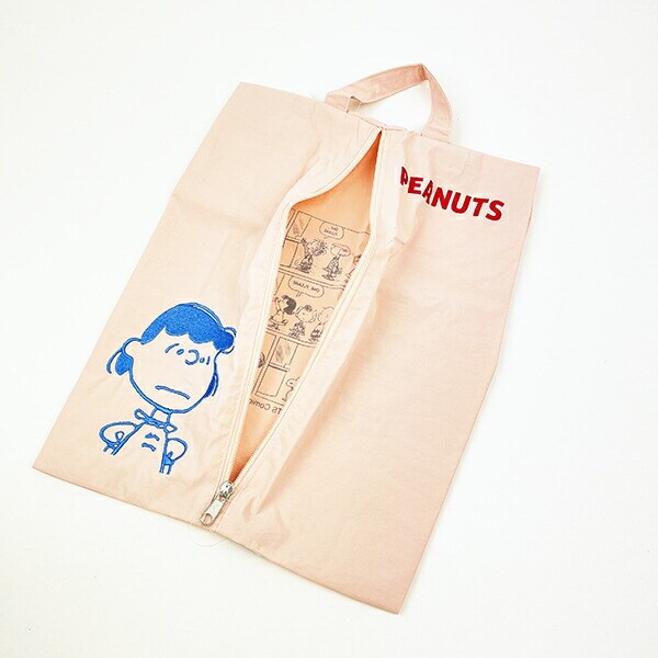 スヌーピー ワイドトラベルポーチ 収納ポーチ シューズ入れ ピンク PEANUTS SNOOPY