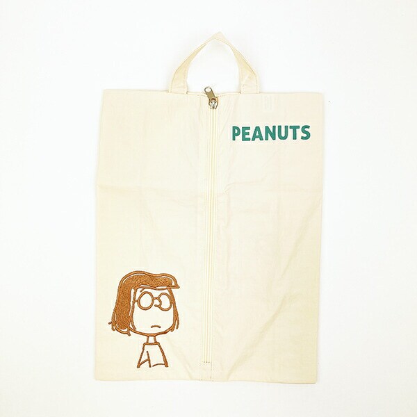 スヌーピー ワイドトラベルポーチ 収納ポーチ シューズ入れ オフホワイト PEANUTS SNOOPY