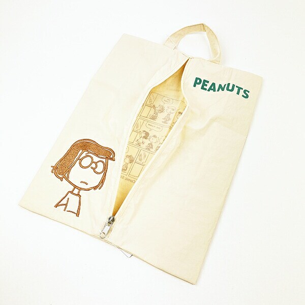 スヌーピー ワイドトラベルポーチ 収納ポーチ シューズ入れ オフホワイト PEANUTS SNOOPY