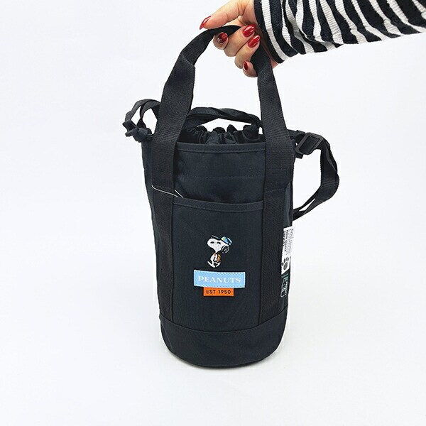 スヌーピー ドラムショルダーバッグ ブラック RE-PET SNOOPY