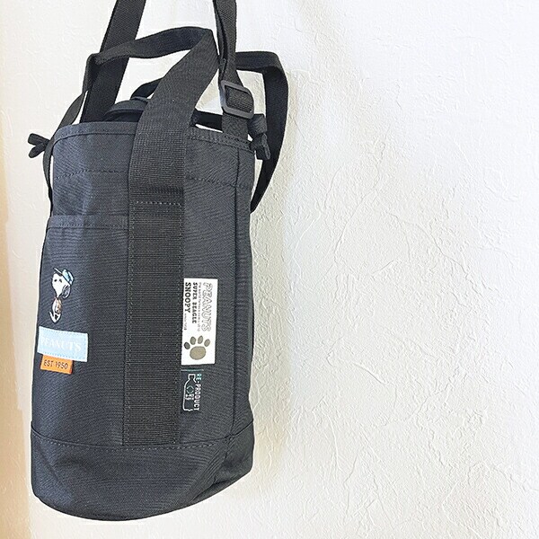 スヌーピー ドラムショルダーバッグ ブラック RE-PET SNOOPY