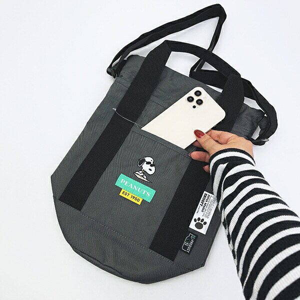 スヌーピー ジョー・クール ドラムショルダーバッグ グレー RE-PET SNOOPY