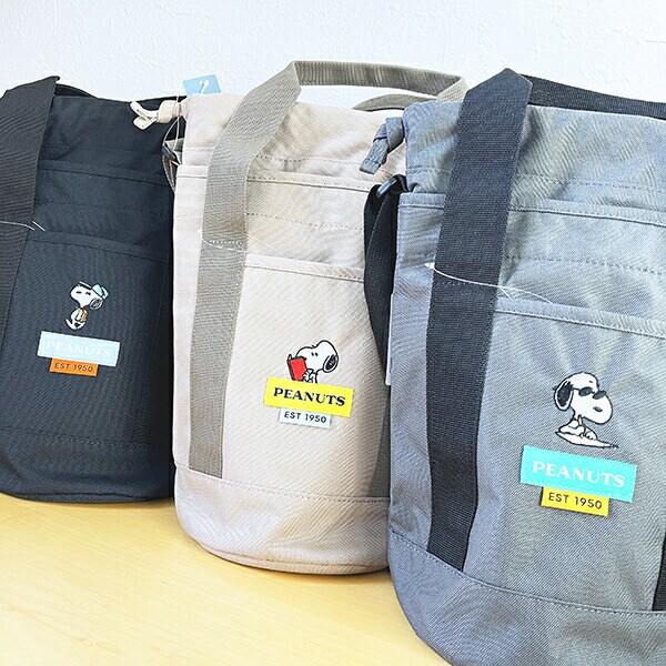 スヌーピー ドラムショルダーバッグ ベージュ RE-PET SNOOPY