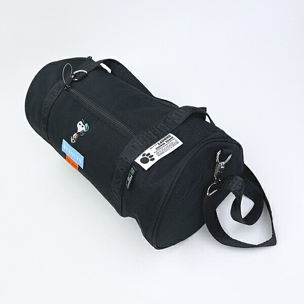 スヌーピー ショルダー付きロールボストンバッグ ブラック 2WAY RE-PET SNOOPY