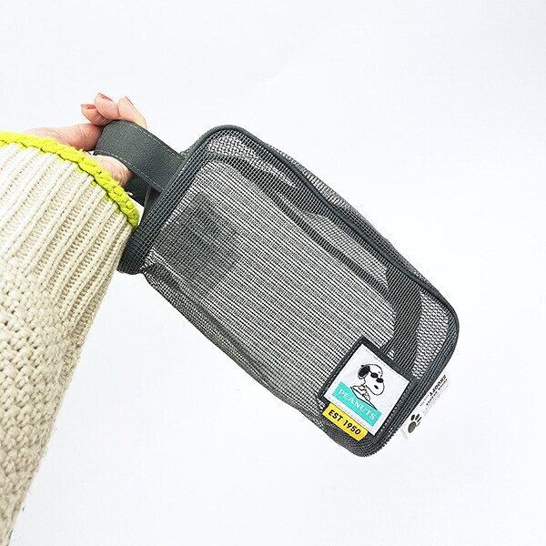 スヌーピー ジョー・クール ラバーメッシュポーチ グレー SNOOPY