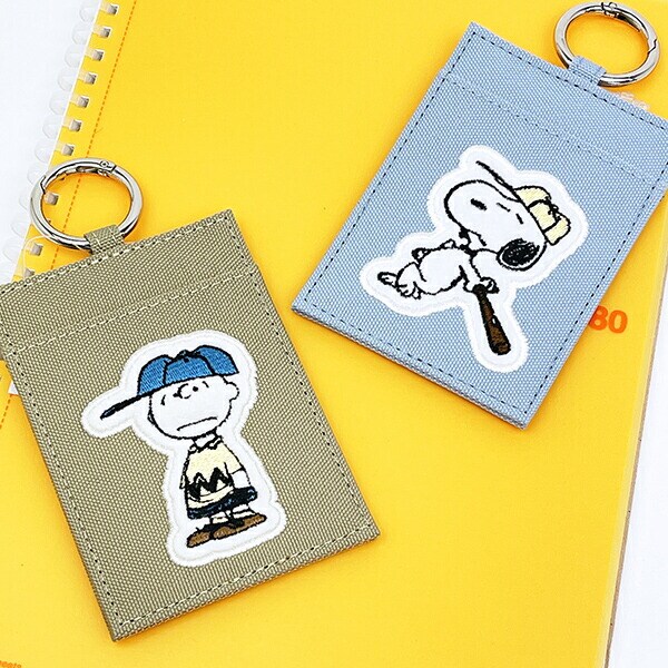 スヌーピー チャーリーブラウン シングルパスケース アップリケ 定期入れ SNOOPY