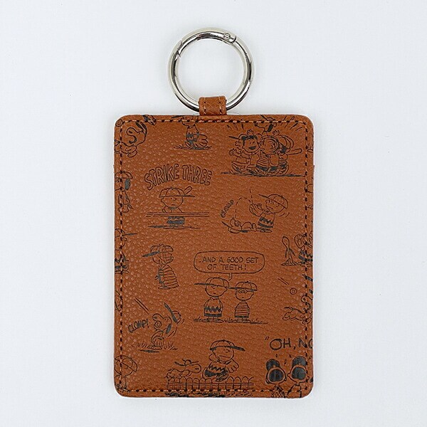 スヌーピー シングルパスケース エンボス ブラウン SNOOPY