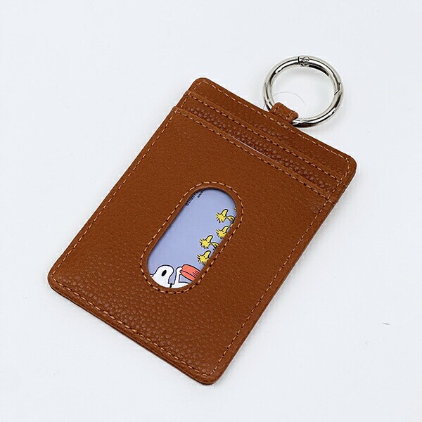 スヌーピー シングルパスケース エンボス ブラウン SNOOPY