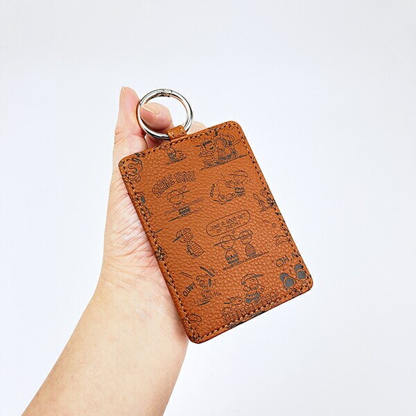 スヌーピー シングルパスケース エンボス ブラウン SNOOPY