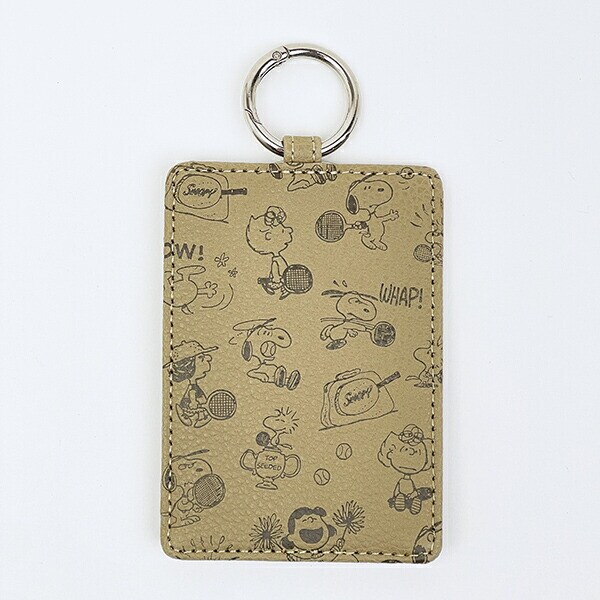 スヌーピー シングルパスケース エンボス ベージュ SNOOPY