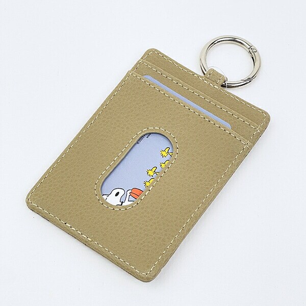 スヌーピー シングルパスケース エンボス ベージュ SNOOPY