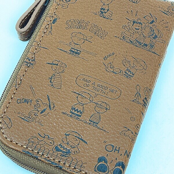 スヌーピー キー&パスポーチ ブラウン エンボス SNOOPY