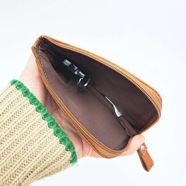 スヌーピー キー&パスポーチ ブラウン エンボス SNOOPY