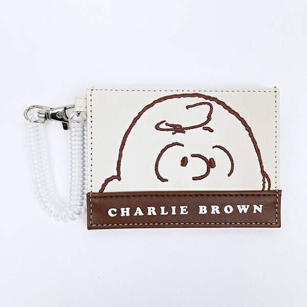 スヌーピー チャーリー・ブラウン フェイスアップ 刺しゅう シングルパスケース 定期入れ SNOOPY