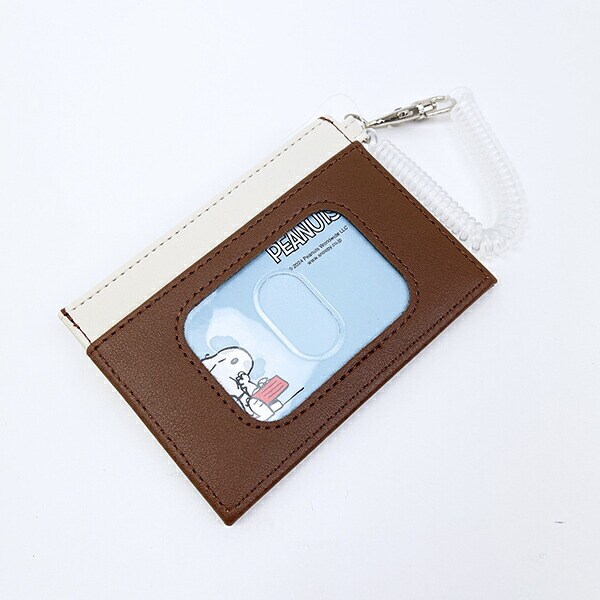 スヌーピー チャーリー・ブラウン フェイスアップ 刺しゅう シングルパスケース 定期入れ SNOOPY