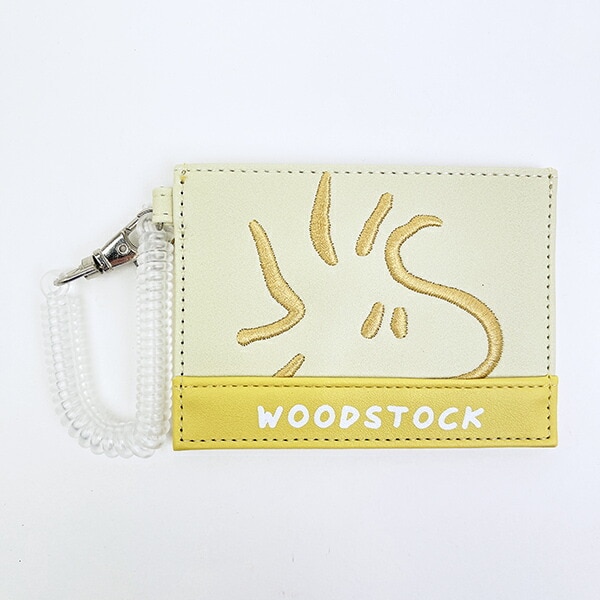スヌーピー ウッドストック フェイスアップ 刺しゅう シングルパスケース 定期入れ SNOOPY