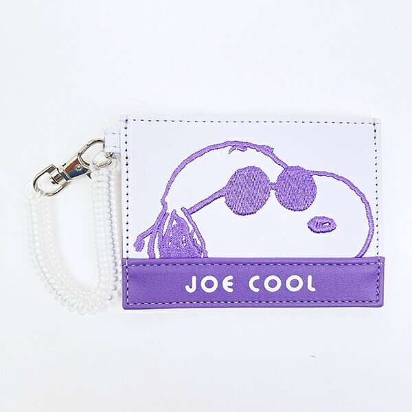 スヌーピー ジョー・クール フェイスアップ 刺しゅう シングルパスケース 定期入れ SNOOPY