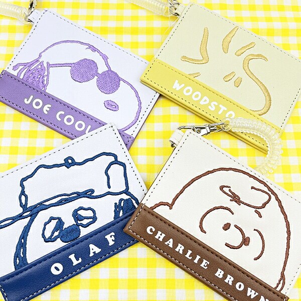 スヌーピー ジョー・クール フェイスアップ 刺しゅう シングルパスケース 定期入れ SNOOPY
