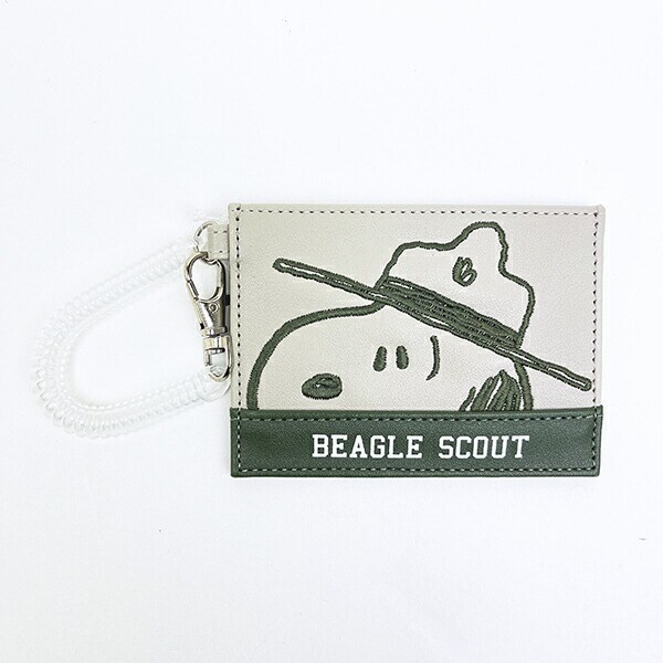 スヌーピー ビーグルスカウト シンプルパスケース フェイスアップ刺繍 定期入れ SNOOPY