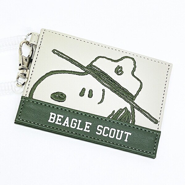 スヌーピー ビーグルスカウト シンプルパスケース フェイスアップ刺繍 定期入れ SNOOPY