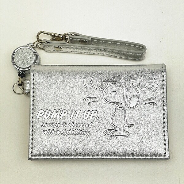 スヌーピー メタリック 2つ折りパスケース ICカードケース シルバー SNOOPY