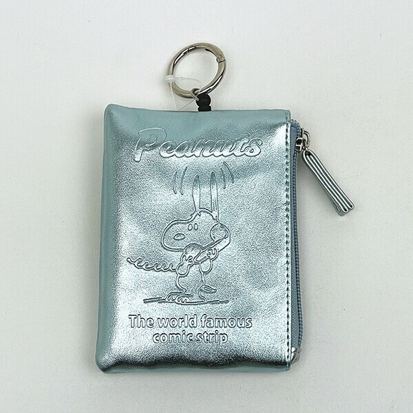 スヌーピー パスポーチ ブルー メタリック 定期入れ SNOOPY