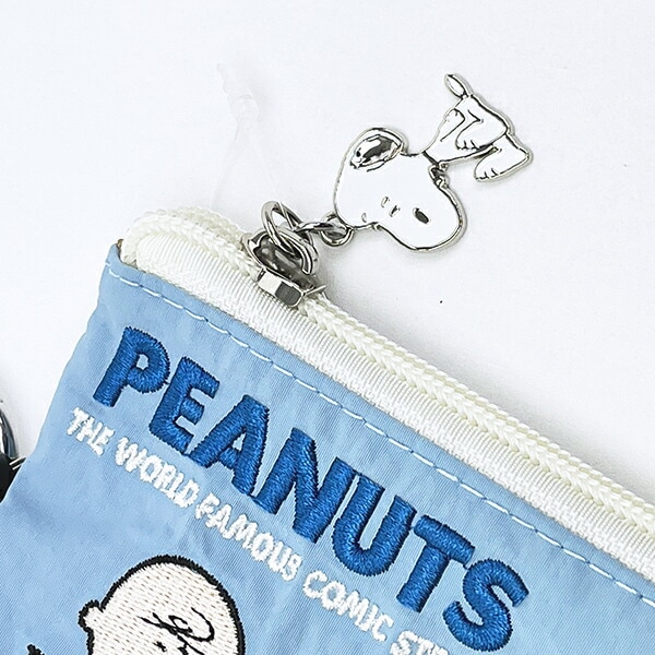 スヌーピー ALL刺繍パスポーチ ブルー 定期入れ SNOOPY