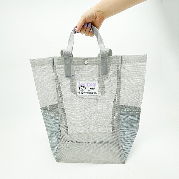 スヌーピー ラバーメッシュ ダブルハンドルトートバッグ (グレー) SNOOPY