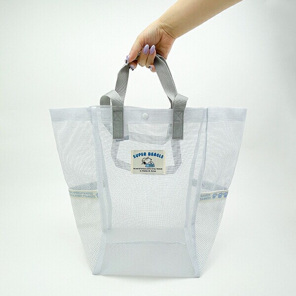 スヌーピー ラバーメッシュ ダブルハンドルトートバッグ (ホワイト) SNOOPY